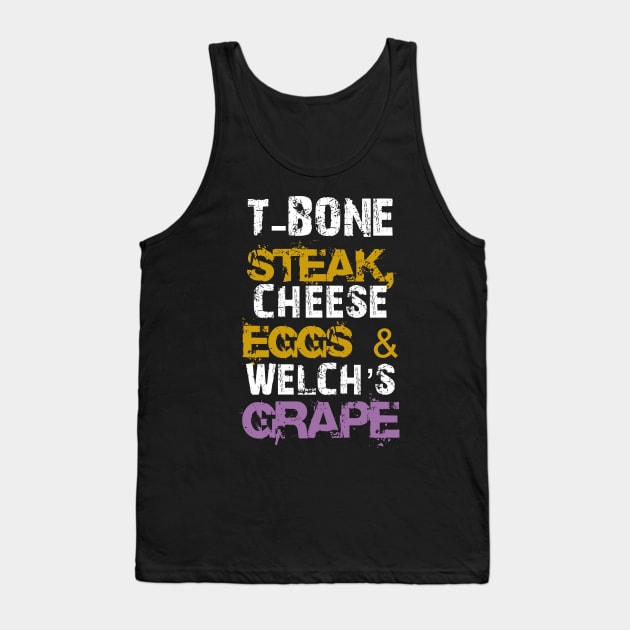 T-Bone-Steak-Cheese-Eggs-Welchs-Grape Tank Top by whosfabrice